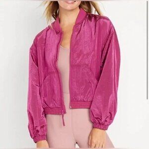 NWOT Old Navy Metallic Magenta Nylon Windbreaker & Short Set